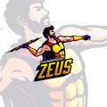 Powerful Thunder God Zeus Vector Mascot Royalty Free Stock Photo